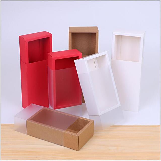 20 sztuk przezroczystych pudełek PCV do herbaty, ciasteczek i cukierków - czerwone pudełko Kraft Paper, składane szuflady, czarne kartonowe opakowanie - Wianko - 4