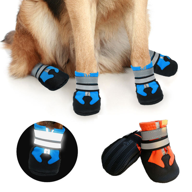 Buty zimowe dla psa - trwałe, wygodne i miękkie, odblaskowe, wodoodporne, antypoślizgowa gumowa podeszwa - Wianko - 4