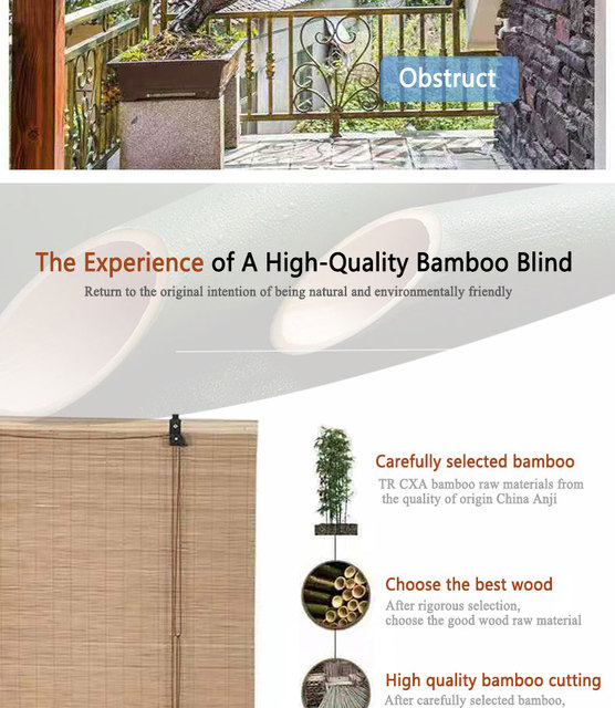 Niestandardowe żaluzje bambusowe, styl retro, cieniowanie balkonowe - Wianko - 10