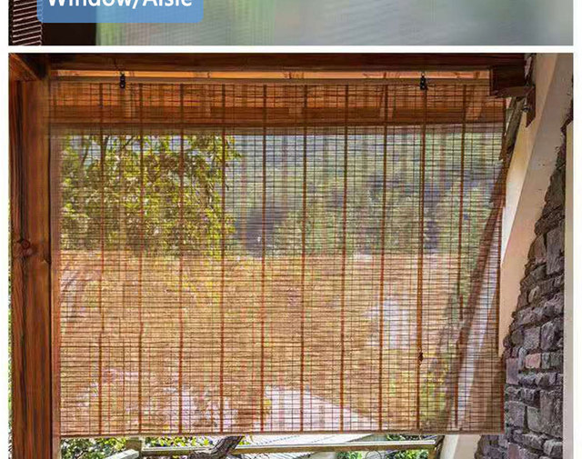 Niestandardowe żaluzje bambusowe, styl retro, cieniowanie balkonowe - Wianko - 9