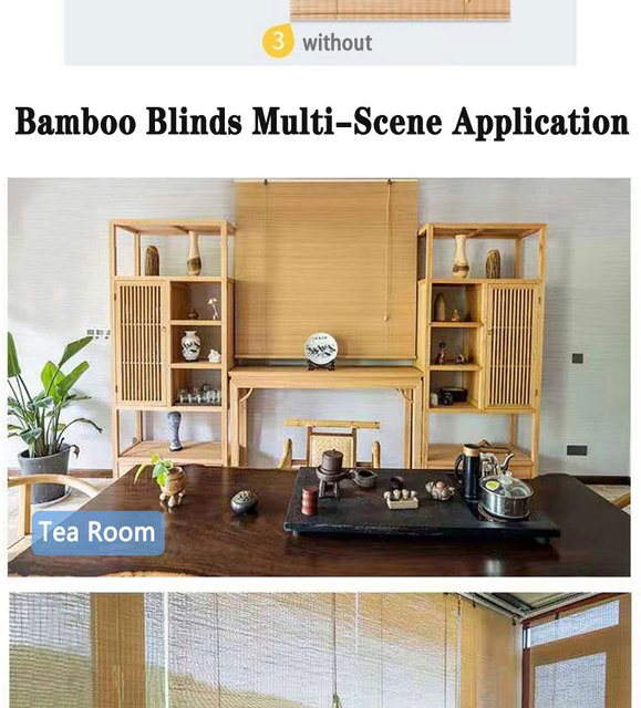 Niestandardowe żaluzje bambusowe, styl retro, cieniowanie balkonowe - Wianko - 4