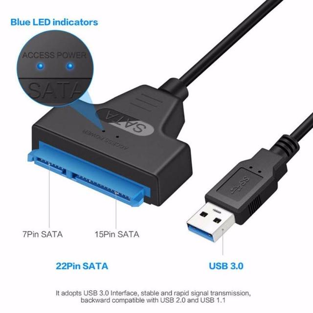 Adapter SATA do USB 3.0, obsługujący dysk SSD i HDD, 6 Gb/s, 2.5-cal, SATA III, A25 - Wianko - 5