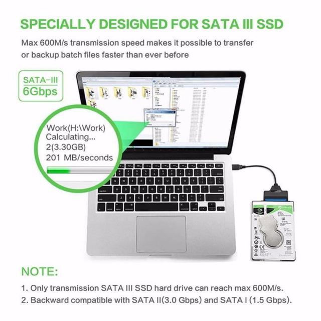Adapter SATA do USB 3.0, obsługujący dysk SSD i HDD, 6 Gb/s, 2.5-cal, SATA III, A25 - Wianko - 7