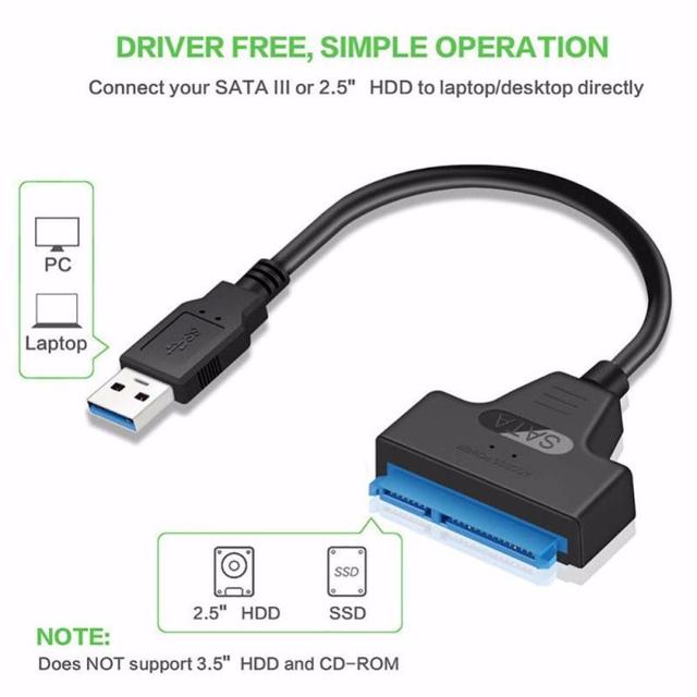 Adapter SATA do USB 3.0, obsługujący dysk SSD i HDD, 6 Gb/s, 2.5-cal, SATA III, A25 - Wianko - 6