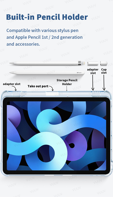 Obudowa dla iPad Pro 11 2021/2020 z uchwytem na ołówek - Funda dla iPad 10.2 7th/8th/9th Generation, iPad Air 4/3/2, iPad Mini 6/5 - Wianko - 4