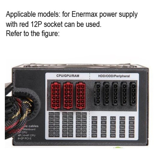 Moduł kablowy zasilający PSU Graphics kabel 12-pinowy na podwójny kabel PCI-E 8Pin(6 + 2Pin) do zasilacza Enermax - Wianko - 8