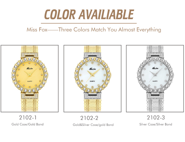 Zegarek damski MISSFOX znanej marki, biżuteryjne złoto, elegancki i modne, wodoodporny na popularny kobiecy produkt 2020 - Wianko - 9