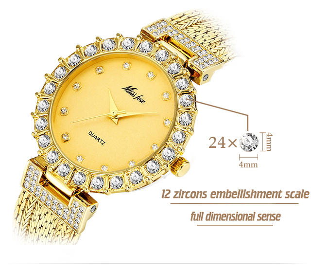 Zegarek damski MISSFOX znanej marki, biżuteryjne złoto, elegancki i modne, wodoodporny na popularny kobiecy produkt 2020 - Wianko - 5