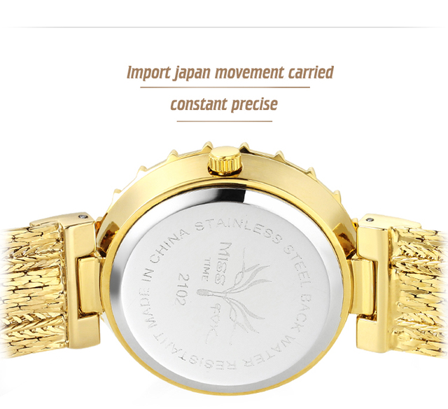 Zegarek damski MISSFOX znanej marki, biżuteryjne złoto, elegancki i modne, wodoodporny na popularny kobiecy produkt 2020 - Wianko - 8