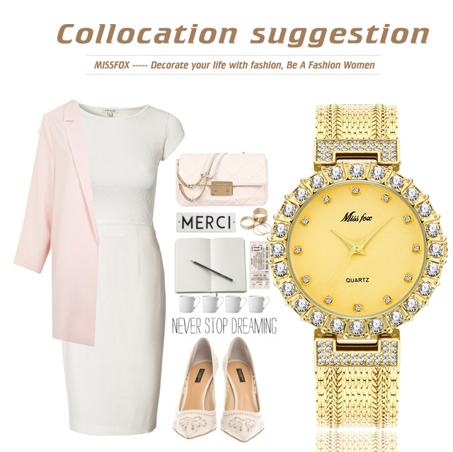 Zegarek damski MISSFOX znanej marki, biżuteryjne złoto, elegancki i modne, wodoodporny na popularny kobiecy produkt 2020 - Wianko - 11
