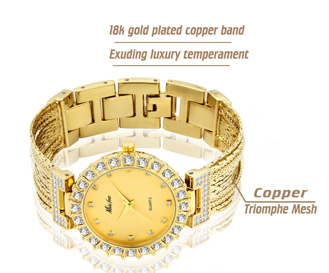 Zegarek damski MISSFOX znanej marki, biżuteryjne złoto, elegancki i modne, wodoodporny na popularny kobiecy produkt 2020 - Wianko - 6
