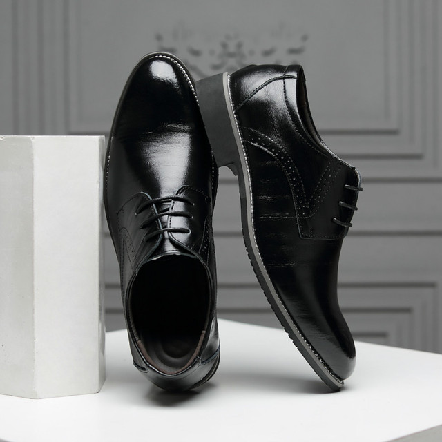 Nowe męskie buty wizytowe zamszowe - modele wiosenne i jesienne, kolor czarny - Wianko - 7
