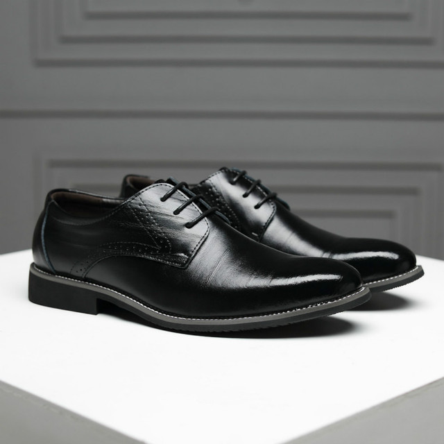 Nowe męskie buty wizytowe zamszowe - modele wiosenne i jesienne, kolor czarny - Wianko - 5