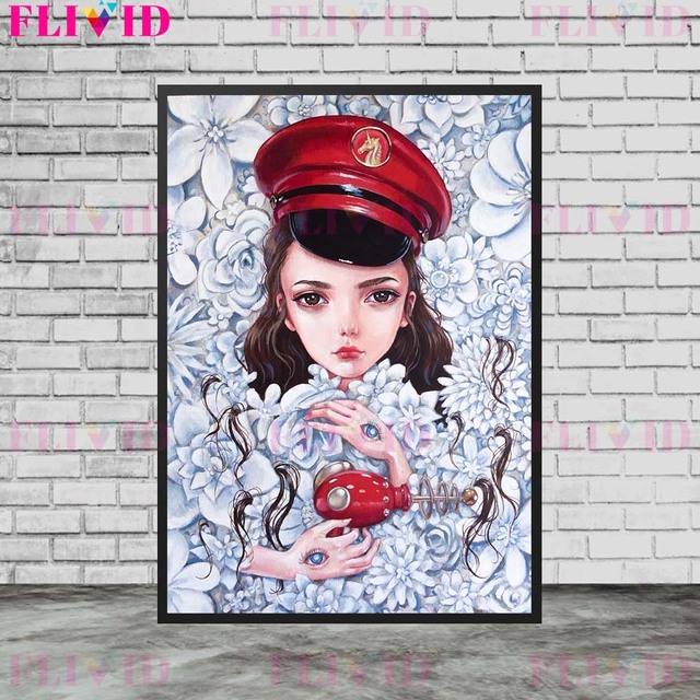 Obraz ściany Fox w stylu gotyckim z magiczną małą dziewczynką czarownicą - reprodukcja artystycznego plakatu na płótnie (bez ramy) - Wianko - 2