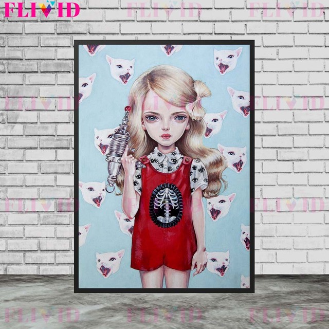 Obraz ściany Fox w stylu gotyckim z magiczną małą dziewczynką czarownicą - reprodukcja artystycznego plakatu na płótnie (bez ramy) - Wianko - 5