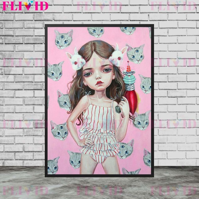 Obraz ściany Fox w stylu gotyckim z magiczną małą dziewczynką czarownicą - reprodukcja artystycznego plakatu na płótnie (bez ramy) - Wianko - 4