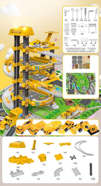 Duże centrum parkingowe dla dzieci z zestawem zabawek - policja, straż pożarna, lotnisko i garaż samochodowy HC0226 - Wianko - 18