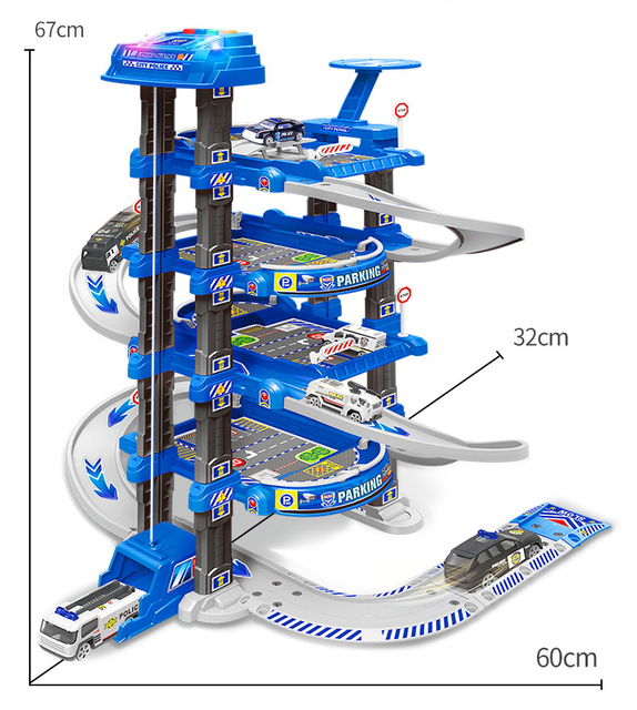 Duże centrum parkingowe dla dzieci z zestawem zabawek - policja, straż pożarna, lotnisko i garaż samochodowy HC0226 - Wianko - 19