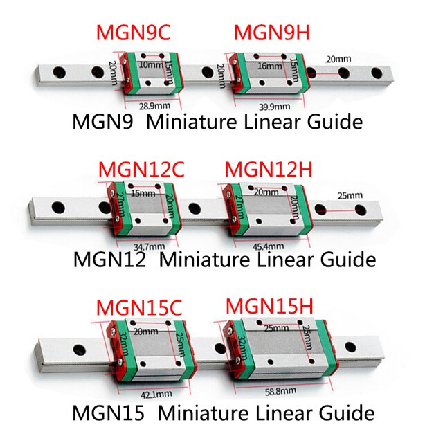 Prowadnik liniowy MGN12C z blokiem suwakowym MGN12H, stal nierdzewna, do drukarek 3D i części CNC - Wianko - 5