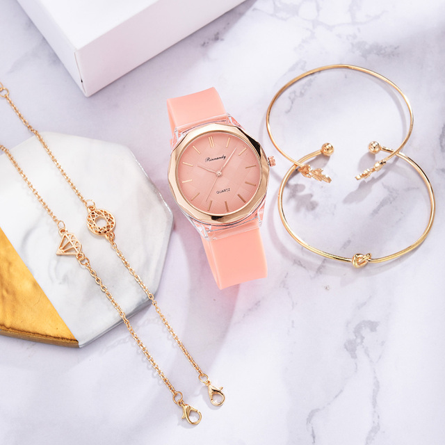 Zestaw 5 luksusowych bransoletek do zegarka dla kobiet 2021 z gumowym paskiem - Wianko - 4