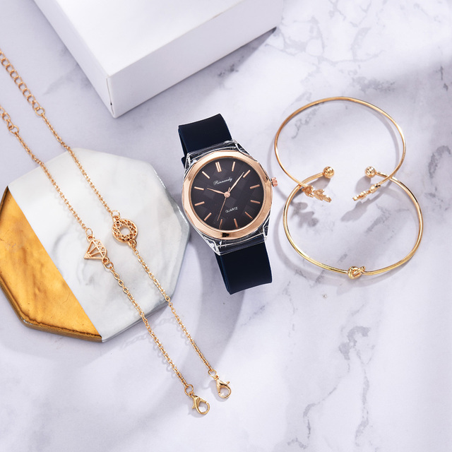 Zestaw 5 luksusowych bransoletek do zegarka dla kobiet 2021 z gumowym paskiem - Wianko - 1