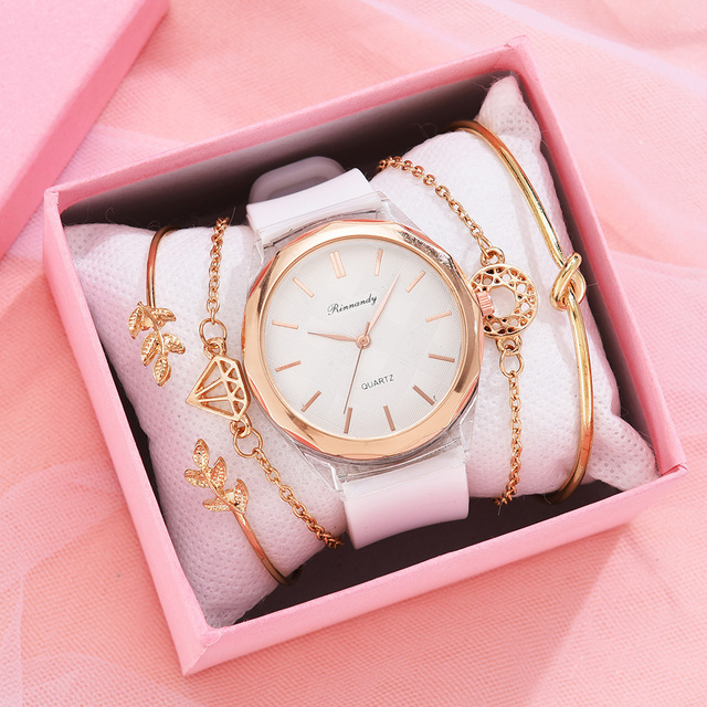 Zestaw 5 luksusowych bransoletek do zegarka dla kobiet 2021 z gumowym paskiem - Wianko - 16