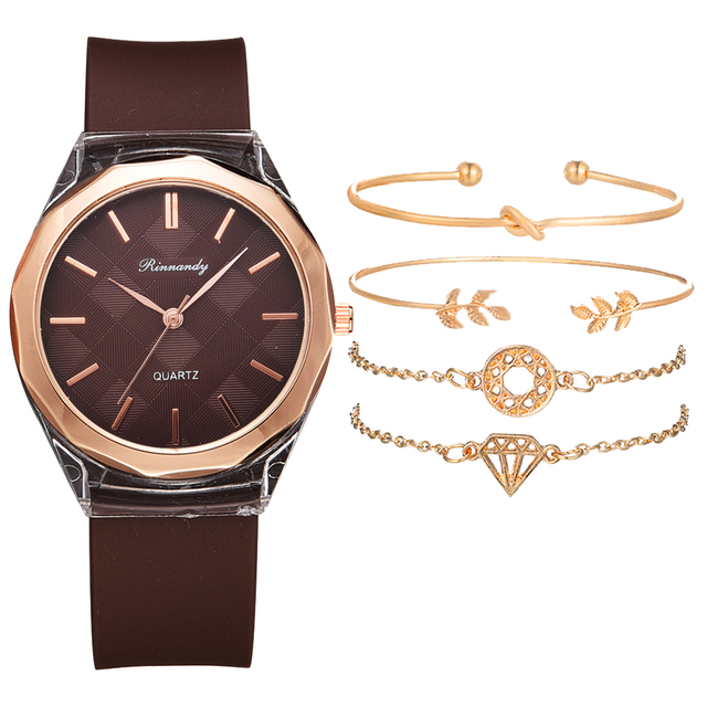 Zestaw 5 luksusowych bransoletek do zegarka dla kobiet 2021 z gumowym paskiem - Wianko - 25