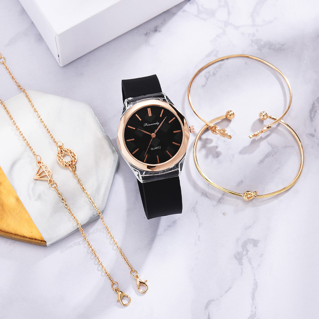 Zestaw 5 luksusowych bransoletek do zegarka dla kobiet 2021 z gumowym paskiem - Wianko - 3