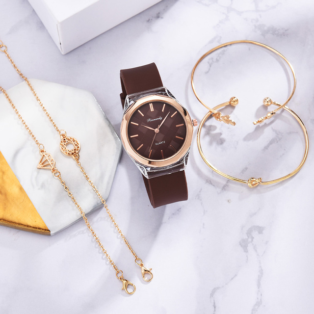 Zestaw 5 luksusowych bransoletek do zegarka dla kobiet 2021 z gumowym paskiem - Wianko - 5