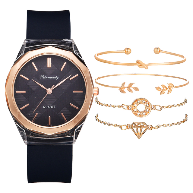 Zestaw 5 luksusowych bransoletek do zegarka dla kobiet 2021 z gumowym paskiem - Wianko - 27
