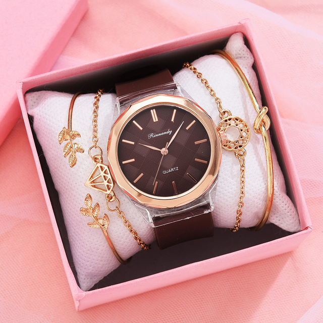 Zestaw 5 luksusowych bransoletek do zegarka dla kobiet 2021 z gumowym paskiem - Wianko - 17