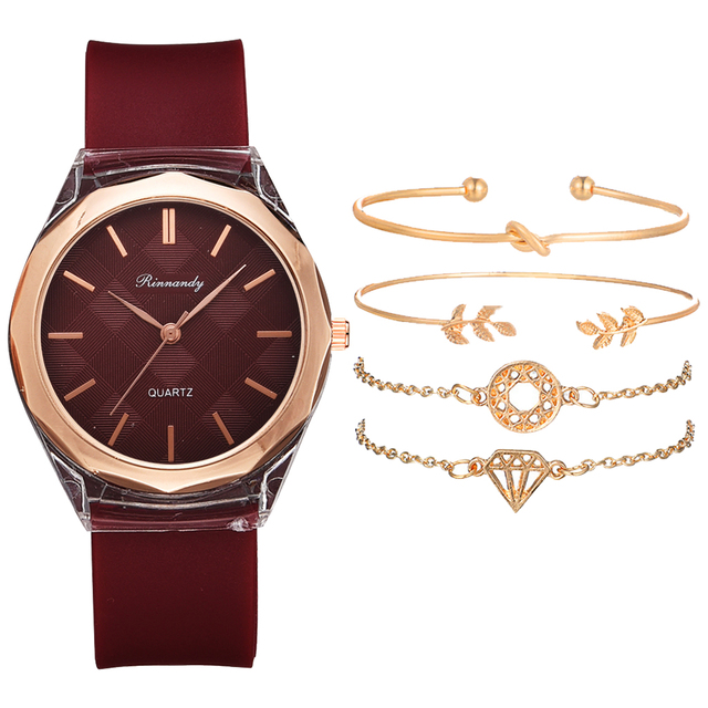 Zestaw 5 luksusowych bransoletek do zegarka dla kobiet 2021 z gumowym paskiem - Wianko - 33