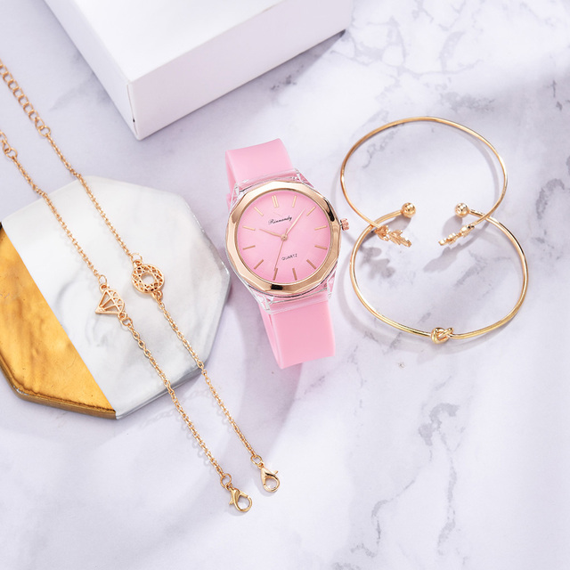 Zestaw 5 luksusowych bransoletek do zegarka dla kobiet 2021 z gumowym paskiem - Wianko - 2