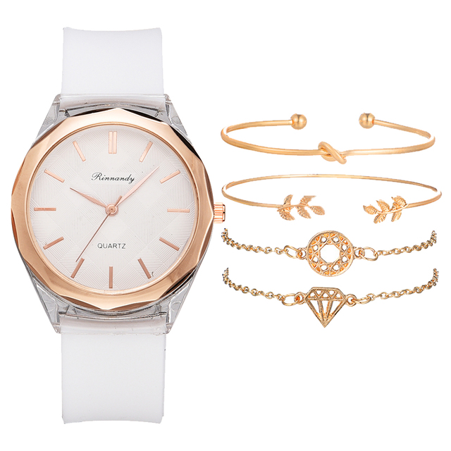 Zestaw 5 luksusowych bransoletek do zegarka dla kobiet 2021 z gumowym paskiem - Wianko - 35