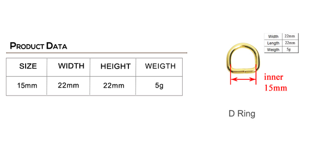 Detal Stopu Cynku Metalowa Klamra Nie Spawana, Żółte Złoto, D-Klamra 15mm, DIY Obroże Dla Psów DR15YG - Wianko - 5