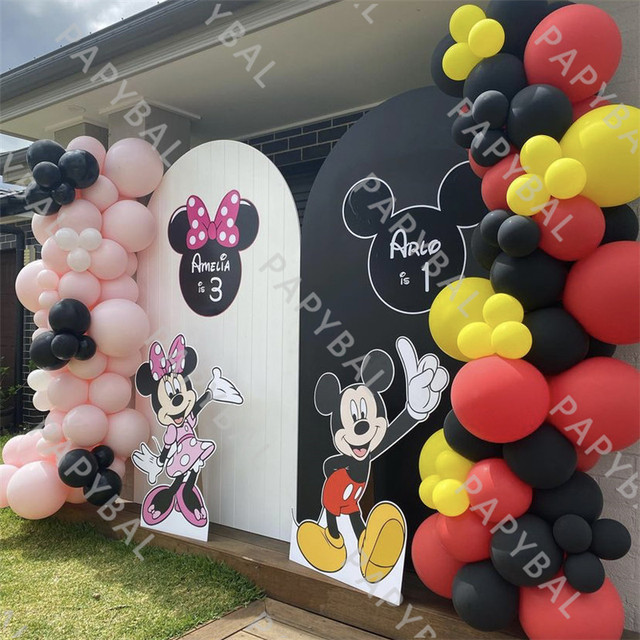 Balony Disney Mickey Minnie Mouse - zestaw 108 sztuk, kolor czerwony i czarny, idealne na urodziny dziecka, Baby Shower i dekorację imprez - Wianko - 4