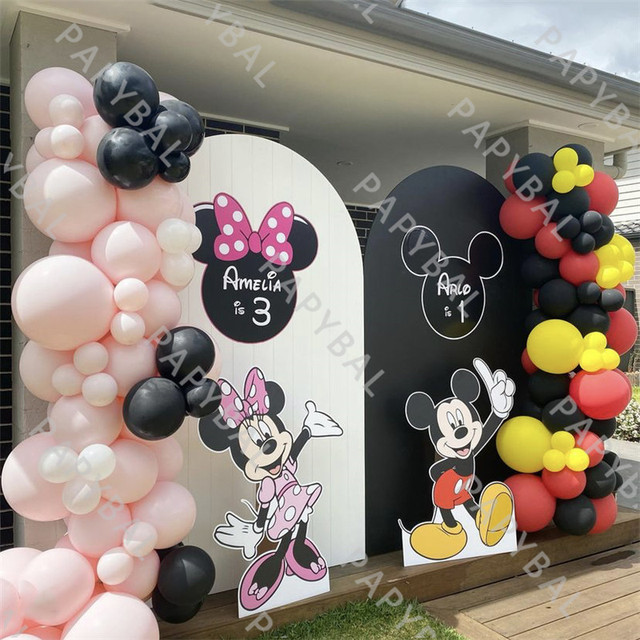 Balony Disney Mickey Minnie Mouse - zestaw 108 sztuk, kolor czerwony i czarny, idealne na urodziny dziecka, Baby Shower i dekorację imprez - Wianko - 3