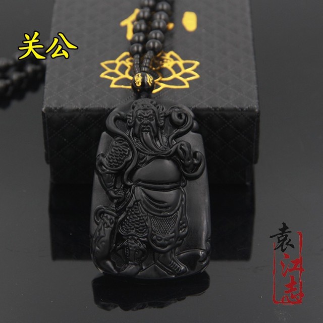 Naszyjnik z wisiorkiem z naturalnego czarnego obsydianu, w formie wisiorka z wizerunkiem Budda Maitreya - amulet szczęścia, biżuteria dla kobiet i mężczyzn - Wianko - 3
