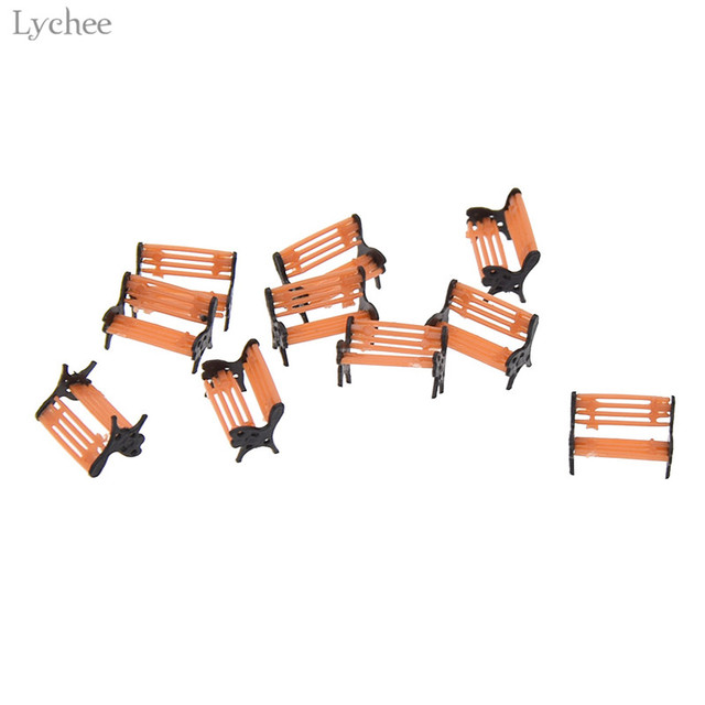 Figurka miniatury: Lychee Life - ławka parkowa, 10 sztuk, skala modelu 1:150, dekoracja krajobrazu do ogrodu - Wianko - 5