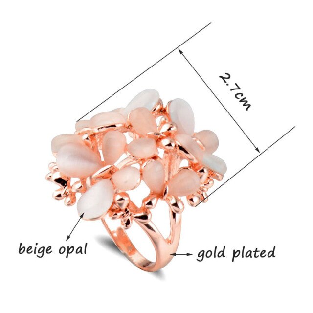 Pierścień zaręczynowy Opal luksusowy, beżowy motyl, rozmiar 7-10 dla kobiet, biżuteria świąteczna - Wianko - 7