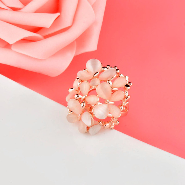 Pierścień zaręczynowy Opal luksusowy, beżowy motyl, rozmiar 7-10 dla kobiet, biżuteria świąteczna - Wianko - 17
