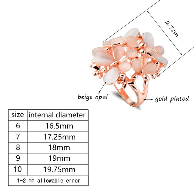 Pierścień zaręczynowy Opal luksusowy, beżowy motyl, rozmiar 7-10 dla kobiet, biżuteria świąteczna - Wianko - 21