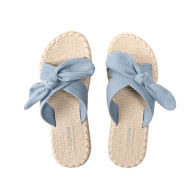 Sandały Crisscross Bow Knot CUPSHE - letnie, wsuwane na niskim obcasie, Casual japonki z wystającym palcem- sandały dla kobiet - Wianko - 11