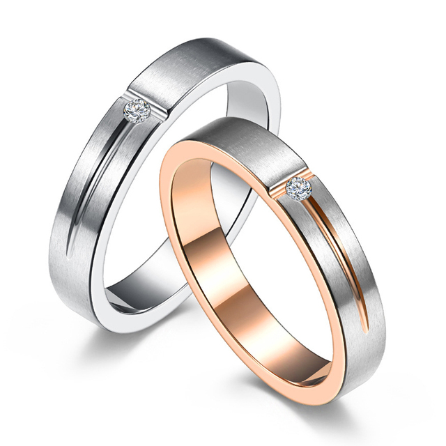 Męsko-damskie obrączki ślubne ze stali nierdzewnej, wzór miłość, kolor srebrny - Wianko - 1