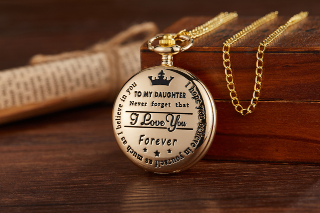 Złoty srebrny kwarcowy zegarek kieszonkowy z łańcuszkiem FOB dla dziewczynki - Wianko - 4