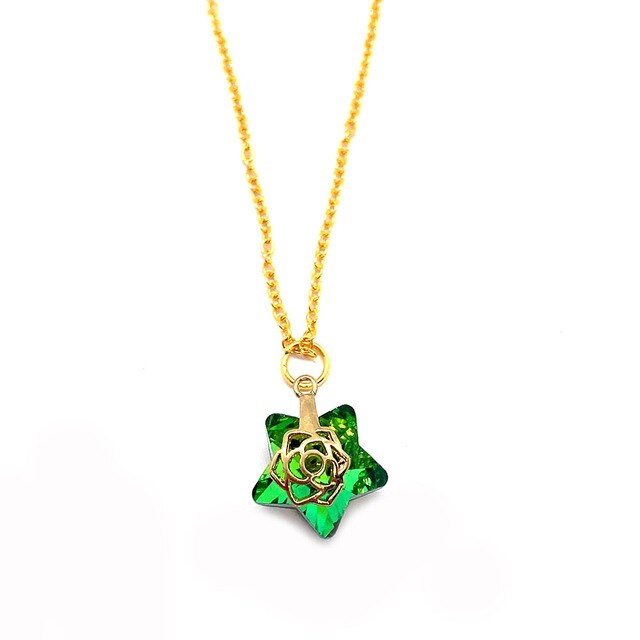 Naszyjnik kryształowy z kamieniem naturalnym - kolorowa gwiazda, biżuteria dla eleganckich pań, cyrkonie na wisiorku - Wianko - 5