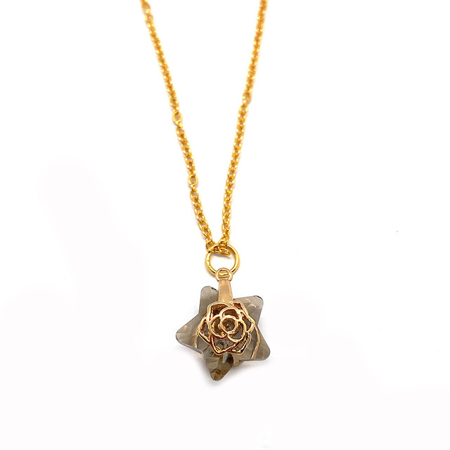 Naszyjnik kryształowy z kamieniem naturalnym - kolorowa gwiazda, biżuteria dla eleganckich pań, cyrkonie na wisiorku - Wianko - 3
