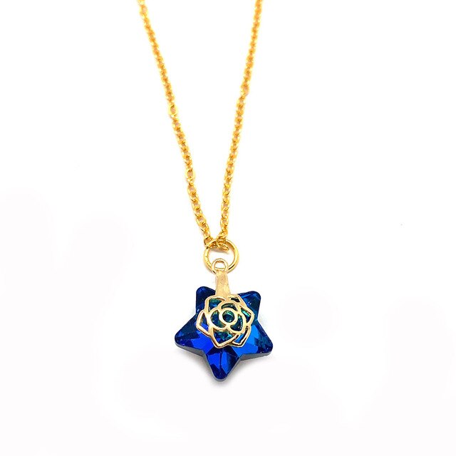 Naszyjnik kryształowy z kamieniem naturalnym - kolorowa gwiazda, biżuteria dla eleganckich pań, cyrkonie na wisiorku - Wianko - 6