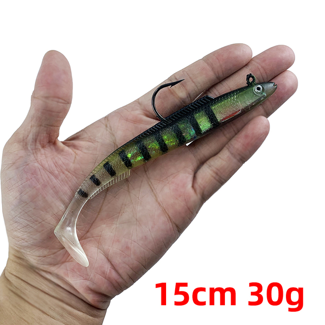 Miękka przynęta Glow Eel, 10g 15g 30g - idealna na ryby: Sea Bass, szczupak, Rockfish, Grouper, karpia - zlew główka jigowa Tackle - Wianko - 3