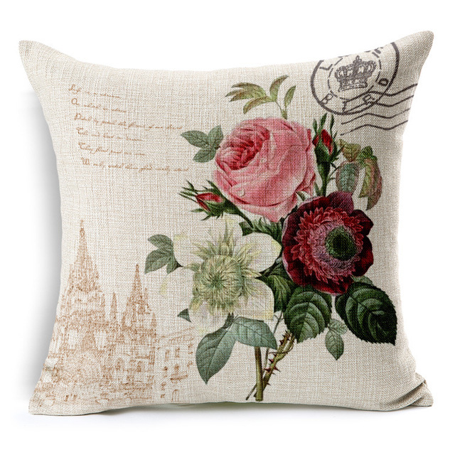 Kwiatowe poduszki w stylu retro o kolorowych motywach - idealne dekoracje do wnętrz - Wianko - 6